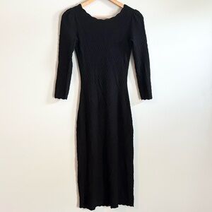 Sezane Black Long Sleeve Dress